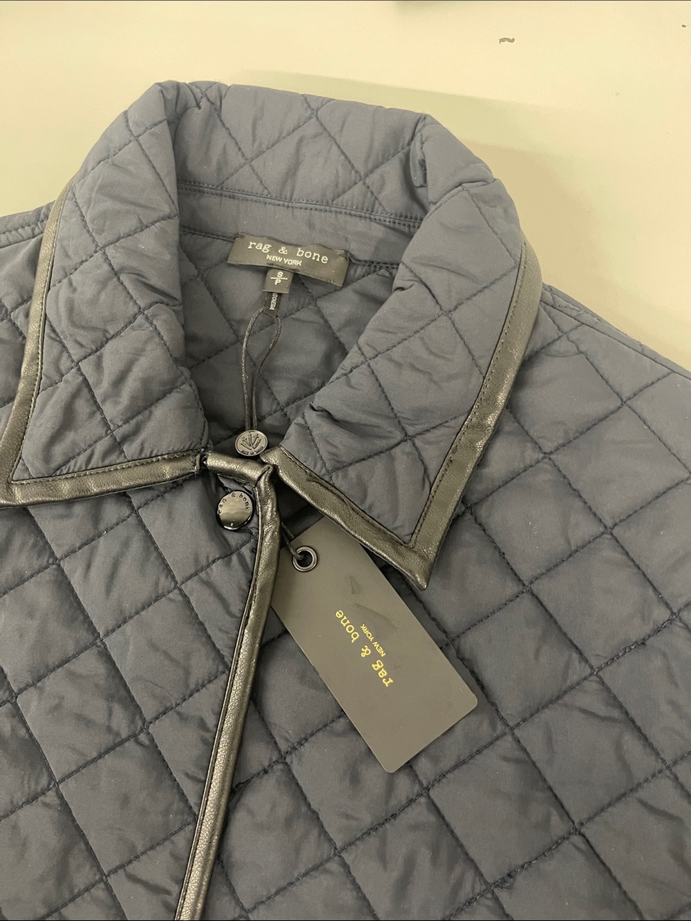 rag & bone Navy Quilted Belted Puffer Jacket - Picture 6 of 6